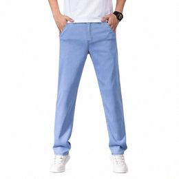 Shan BAO Style classique hommes bleu clair noir Jeans Busin Fi Denim avancé Stretch Cott pantalon homme marque pantalon s0OR #