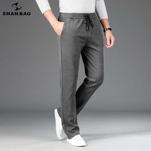 SHAN BAO haute qualité droite pantalons décontractés amples 2021 printemps et automne taille élastique cordon élastique hommes pantalons décontractés P0811