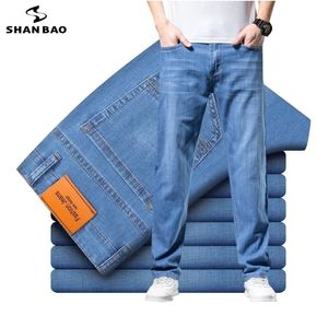 Shan bao rechte losse lichtgewicht stretch jeans zomer klassieke stijl zakelijke casual jonge mannen dunne denim 220328