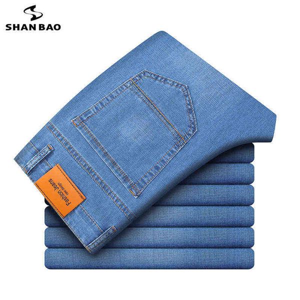 Shan Bao Jeans extensible léger en vrac 2021 Business Classic Style Casual Young Men's Thin Denim Jeans G0104