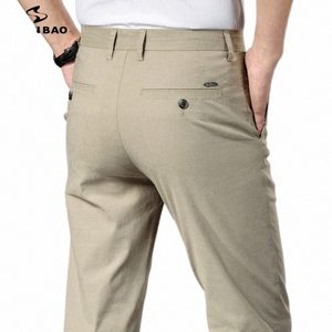 Shan BAO Summer Brand Hommes Droit Lâche Pantalon en lin Cott Busin Casual Taille haute Pantalon de bureau élastique léger g5pJ #