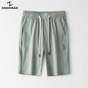 SHAN BAO été léger et mince marque Shorts Style classique taille élastique hommes mode Shorts vert gris noir kaki 210531