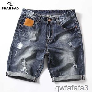 Shanbao Brand Straight Loose Jeans Shorts 2019 Summer New Style Leather Pocket Mens Fashion Large Size Casual 28-40 256m