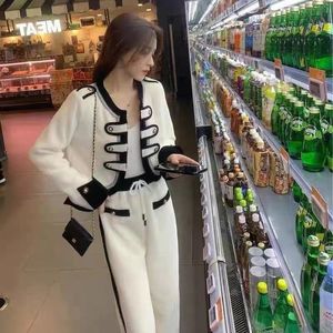 Shang Suit dames 2024 herfst nieuwe Koreaanse editie high-end afslankstijl wijde pijpen broek tweedelige set trendy