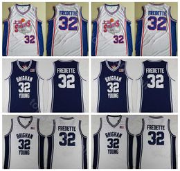 Shanghai Sharks Jimmer Fredette Jersey 32 College Basketball Brigham Young Cougars Maillots Couleur de l'équipe Marine Bleu Blanc Université Respirant