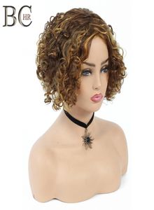 Shanghair 6 inch korte krullende synthetische pruiken voor zwarte vrouwen Afrikaanse kapsels Natural Brown Hair Wig2283532