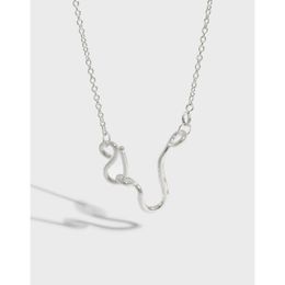 Shanice 925 sterling zilveren hanger ketting ins niche donkere ontwerp lijn textuur charms ketting bases vrouwen mannen sieraden voor DIY Q0531