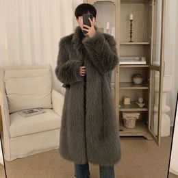 Shanli Dadi Abrigo de piel sintética de diseñador para hombre invierno cálido y grueso largo moda toscana 709E
