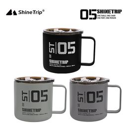 Shanqu Outdoor 05 Series Tasse de camping de style tactique 304 double couche en acier inoxydable portable pour pique-nique, tasse à café, tasse à thé avec couvercle