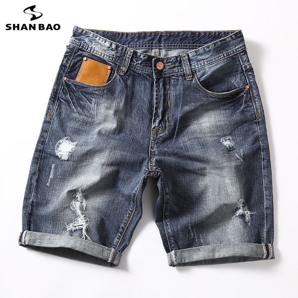 SHAO marque droite lâche Jeans 2019 été nouveau Style en cuir poche hommes mode grande taille Shorts décontracté és 28-40
