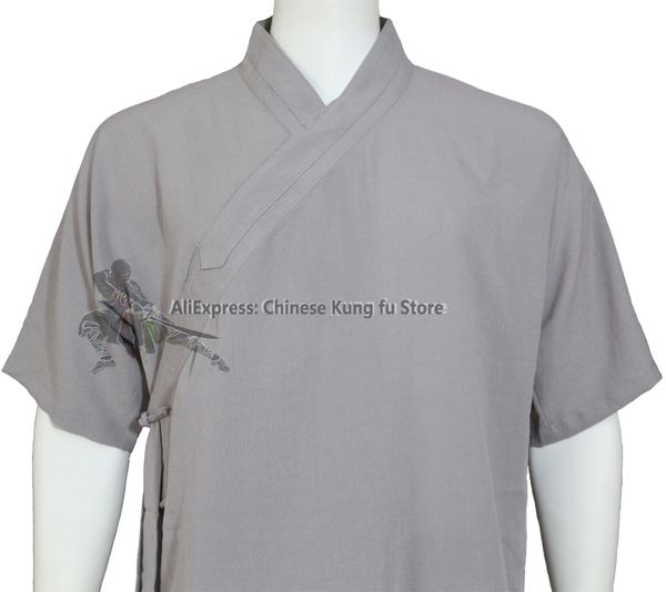 Shaolin Monk Kung Fu Robe Arts martiaux Tai Chi Uniforms Wushu Wing Chun Suit Unisexe ShortSleeves Vêtements