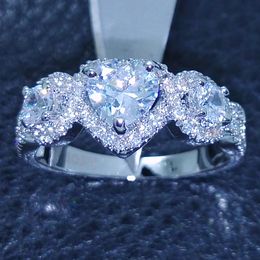 Forma AAAAA circón oro blanco relleno fiesta boda anillos para mujer compromiso nupcial joyería de dedo