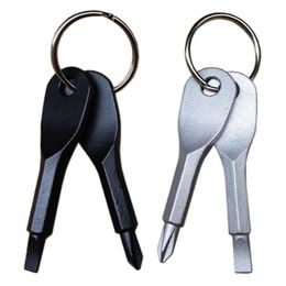 Forme Key Précision Tournisseurs Phillips Cast en acier inoxydable Mini Keychain à fente extérieur Réparation de poche Tools EDC Chaîne multifonction