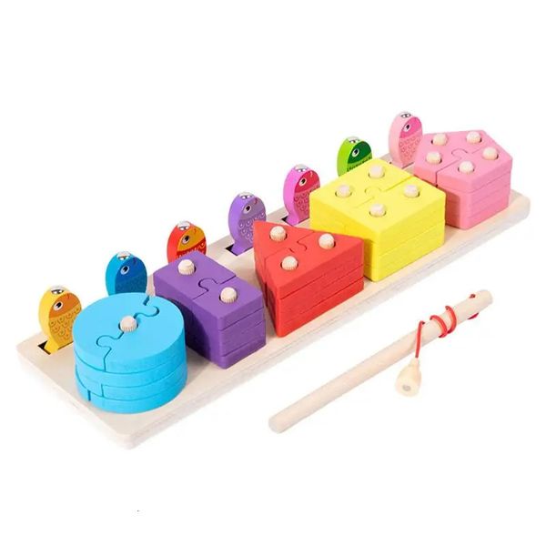 Trieur de formes jeux de Puzzle en bois jeu de pêche magnétique correspondant coloré pour enfant en bas âge cadeau d'anniversaire jouets Montessori 240202