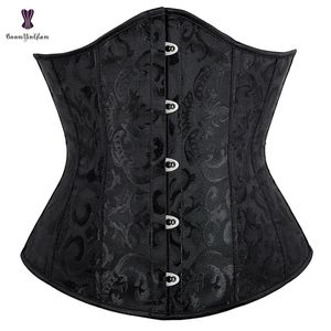 Shaper Jacquard Underbust Corset Floral Push Up Boned Bustier Gothique Korsett para mujeres Front Busk Gorset Plus Tamaño Korse Sexy 220615