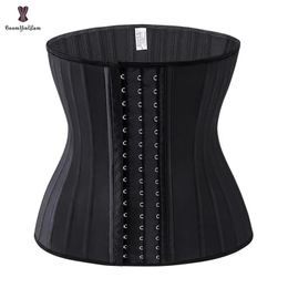 Shaper Cintura Tummy Shaper Negro Crema 3 Gancho y Ojo 25 Entrenador de Látex Booned de Acero Fajas Faja Fajas Banda Ropa Interior de Talla Grande Corselet