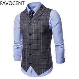 Shapers Nieuwe Heren Vest Casual Zakenlieden Pak Vesten Mannelijk Lattice Vest Mode Heren Mouwloos Pak Vest Smart Casual Top Grijs Blauw