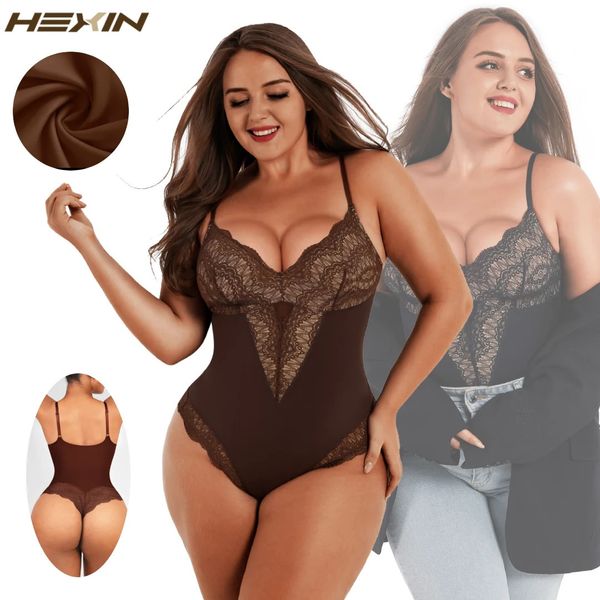 Shapewear Body Fajas Colombianas femmes dentelle ventre contrôle string corps Shaper col en V dos nu débardeurs sous-vêtements amincissants 231220