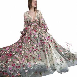 Shar a déclaré de la broderie de luxe lg soir dres jardin floral vintage formal bal dr for women wedding fête ss231 58oB #