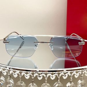 Diamond Cut zonnebril frameloze Vintage randloze zonnebril Luxe Designer Shades Eyewear Retro brillen voor heren UV400 beschermende blauwe lenzen Lentes De Sol Mujer
