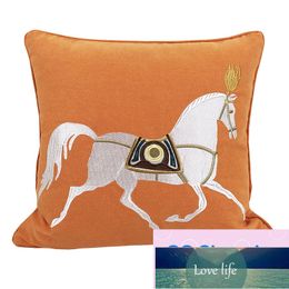 Share to be partner Funda de Almohada 45x45cm Fundas de Cojines con Caballo Bordado - Tela de Terciopelo Sofá de Estilo Moderno sin núcleo