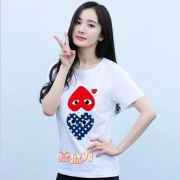 Partager pour être partenaire Jouer Mode Hommes T-shirts Designer Coeur Rouge Chemise Casual T-shirt Coton Broderie À Manches Courtes D'été T-shirtNJP7