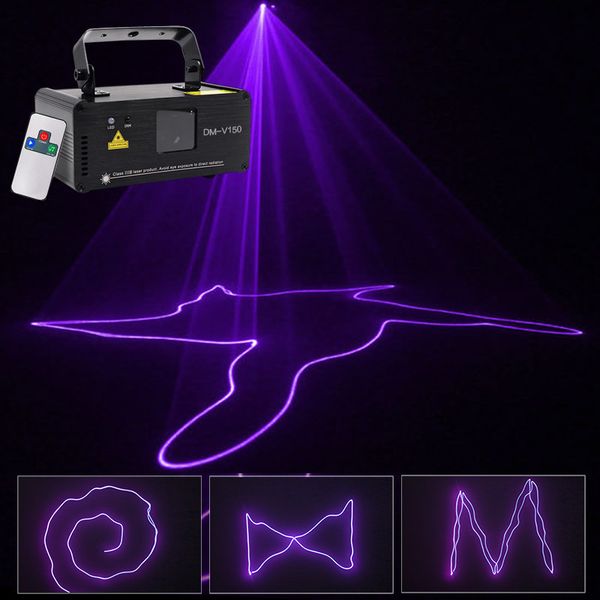 Sharelife – Mini lumière de balayage Laser DMX de couleur violette, 150mw, PRO DJ, fête à domicile, effet de faisceau, éclairage de scène, musique à distance DM-V150