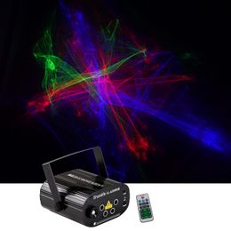 Mini 4 Lens RGRB Hypnotic Aurora Laser Licht Mix Blauw LED Afstandsbediening Motor Speed ​​DJ GIG PARTY HOME STAGE LIGHTING SL-A2