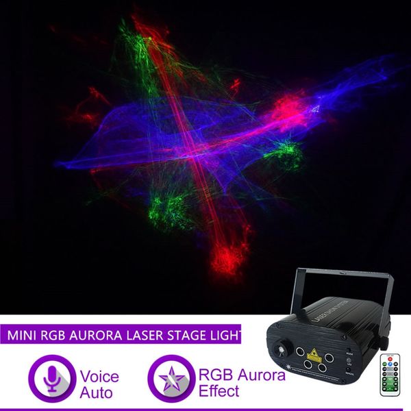 Sharelife Mini 4 lentes RGRB Hypnotic Aurora Laser Light Mix Blue LED Control remoto Motor Speed DJ Gig Party Home Stage iluminación