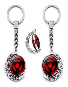 Sharingan Eye Keychain Accessoires à 360 degrés Lune rotative Lune Pendant Uchiha Sasuke Kakashi Keychains Charms Metal Key Ring G18429768