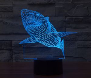 Shark Colorful Visual Stereo Lamp LED Gradient 3D Light Touching Visual Lamp Colorful Desk Lamp Night Light