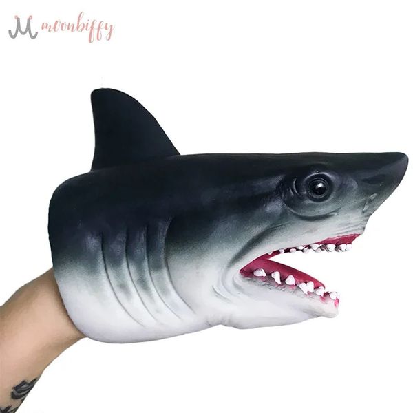 Shark Hand Puppet TPR gants de tête animale Figure Simulation Animaux Enfants Toy Modèle effrayant Halloween Blagues Kids Gifts 231228