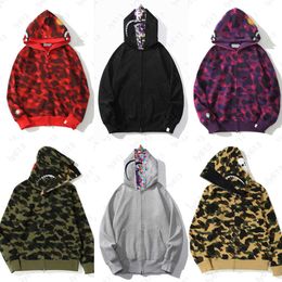 haaien hoodie Volledige zip omhoog heren sweatshirt ontwerper hoodie mode shark mondpatroon hoodies camouflage print sweatshirts high street heren vrouwen kleding