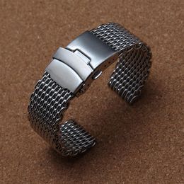 Bracelets de bracelet de montre en maille de requin Boucle de sécurité spéciale 18mm 20mm 22mm 24mm Les bracelets de montre ne peuvent pas être ajustés en longueur pour les hommes heures326B