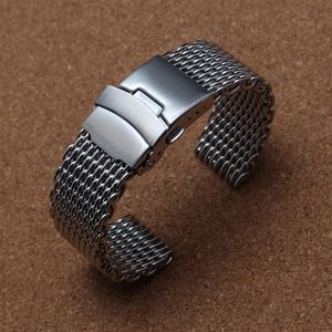 Pulseras de correa de reloj de malla de tiburón Hebilla de seguridad de extremo especial 18 mm 20 mm 22 mm 24 mm Las correas de reloj no se pueden ajustar en longitud para hombres horas 2931