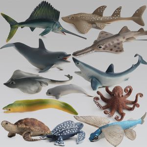 Shark Octopus Turtle Dolphin Swordfish Learning Educational Simulation Mini Model voor 12 Stks Kids Action Figure Ocean Sea Sea Animals Toy