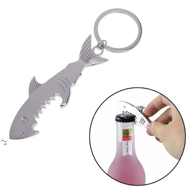 Ouvre-bière en forme de requin poisson porte-clés alliage bière ouvre-bouteilles pendentif Portable multifonction ouvre porte-clés BBB16269