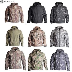 Shark Skin Soft Shell extérieur militaire tactique veste hommes imperméable coupe-vent manteau chasse camouflage vêtements coupe-vent 5XL 201114