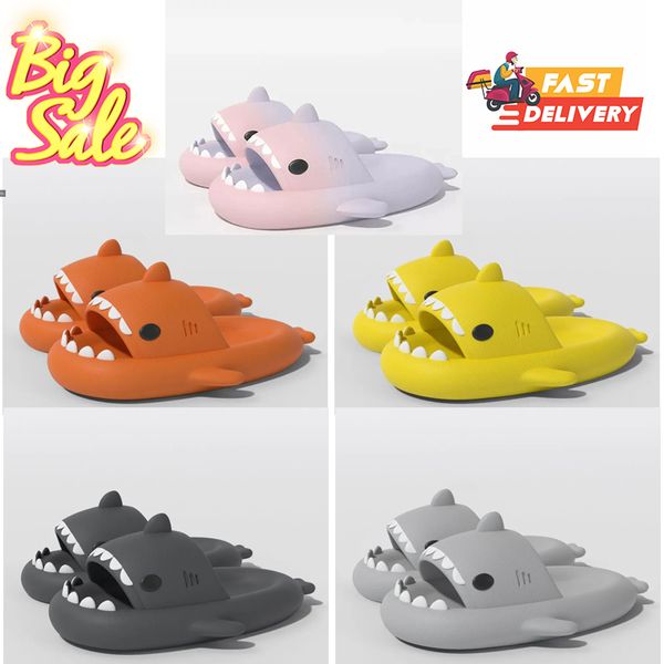 Pantoufles de requin Sandales de créateurs Sandale Femmes Femmes pour Pantoufles Slide Tongs Bas Broderie Imprimé Caoutchouc Chaussures Habillées