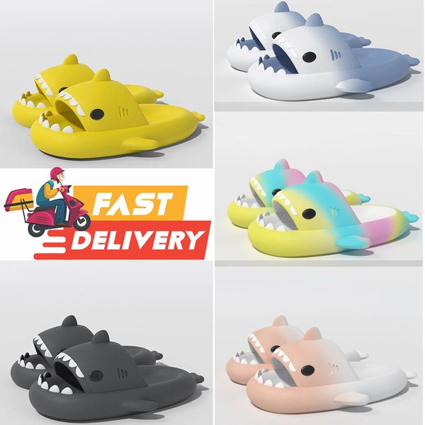 Zapatillas de tiburón Zapatillas de moda deslizadores París diapositivas sandalias zapatillas para hombres mujeres Diseñador caliente unisex Piscina playa chanclas