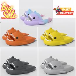 Shark pantoffels Sandalen Dames Designer slides chypre pantoffels bont Shearling leer Canvas slide Pluche pantoffel Oranje Rood Luxe dames zomer winter sandaal schoenen