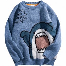 Shark Sweater Hommes Hiver Carto Harajuku coréen Y2k surdimensionné col roulé Hip Hop lâche pull en tricot pull col haut pull l3FL #