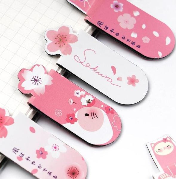 Sharkbang 3pcsLot Kawaii fleurs de cerisier signet métal aimant marque créative cartes de papier décoratives fournitures de papeterie scolaire 15799176