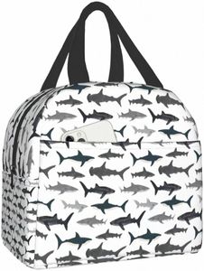Sharks Lunch Bag For Women Cooler Tote Box Geïsoleerde lekvrije herbruikbare meisjes Lunchbag Office Work School Picnic Portable 20EA#