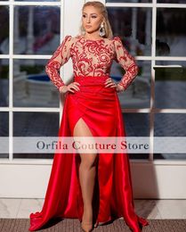 Sharon zei luxe Dubai avondjurken 2023 rode appliques Abaya formele jurken lange mouwen vrouwelijke kaftanjurken