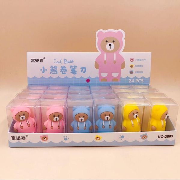 Sharpeners 24 pcs / lot kawaii ours crayon cariton caricature mécanique cutter couteau papeterie cadeau