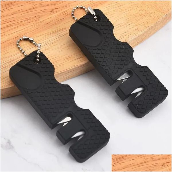 ADFIBIORES Cerámico Mtipurpose Keychain Shetstone Carbide Knife de bolsillo Herramienta de diamante Diferación de pescado Safante de pescado Al aire libre Cam Dhgdm