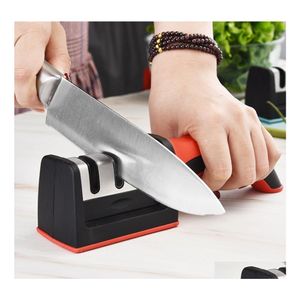 Sharpeners Knife Sharpener Handheld Mtifunction 3 Stages Type Quick Sharpening Tool With Nonslip Base Kitchen Knives Accessories Gad Dhgfg