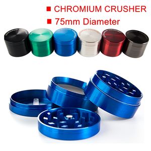 Sharpstone Grinder Dry Herb Metal Alloy Chromium Crusher 75mm Diameter Grinder Tabak Crusher 4 Lagen DAB Tools voor het roken van aangepast logo