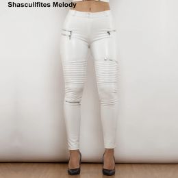 Shastulfites Melody White Pu Leather Pantal